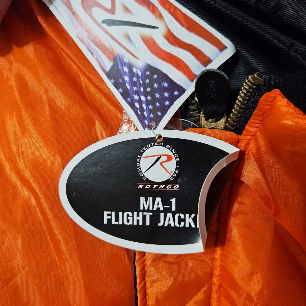 Rothco‎ MA-1 Satin Flight Pilot Aviator Bomber Jacket Mens Black Orange 3XL NWT - Picture 6 of 11